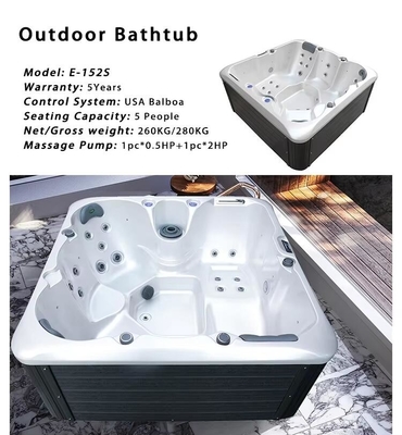 Banheira de hidromassagem de luxo para 5 pessoas com banheira de hidromassagem banheira acrílica com alto-falante Bluetooth