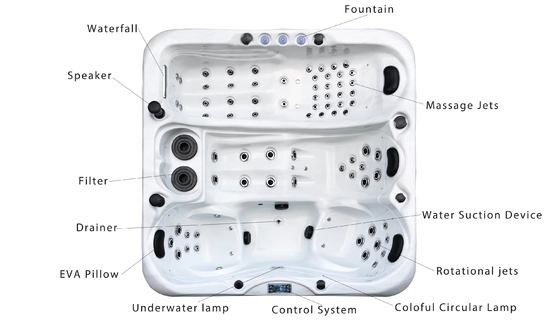 Banheira de hidromassagem de luxo para 4 pessoas Banheira de hidromassagem acrílica para adultos Banheira de hidromassagem com função de massagem