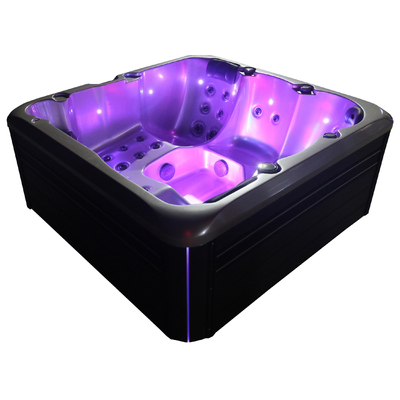 Banheira de hidromassagem acrílica ao ar livre Banheira de massagem de hidromassagem com cascata e luzes coloridas