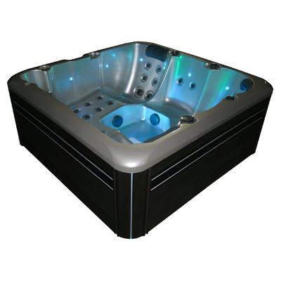Banheira de hidromassagem acrílica ao ar livre Banheira de massagem de hidromassagem com cascata e luzes coloridas