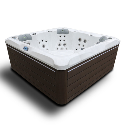 Termas exteriores de luxe da banheira de hidromassagem de 5 pessoas com iluminação superior e uma cachoeira retroiluminada